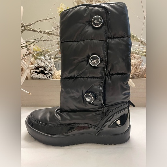 COACH POLINA BLACK NYLON PUFFER BOOTS SIZE 6B - Picture 5 of 14